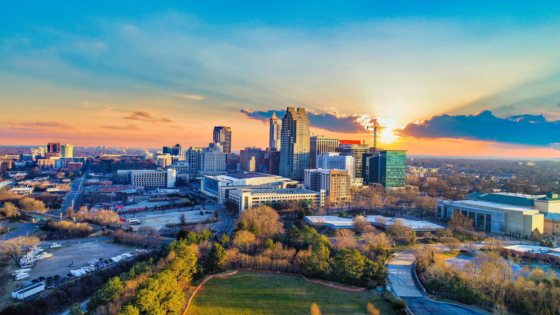 Downtown Raleigh North Carolina USA Drone Skyline Aerial L W Supply