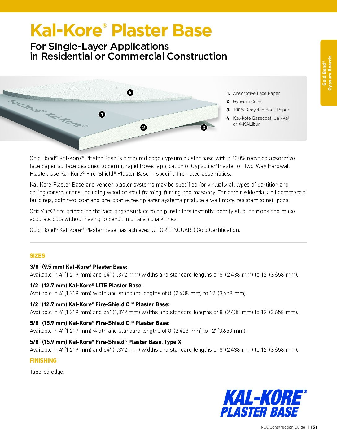 Gold Bond Kal-Kore Plaster Base NGC Construction Guide - Document Screen Grab