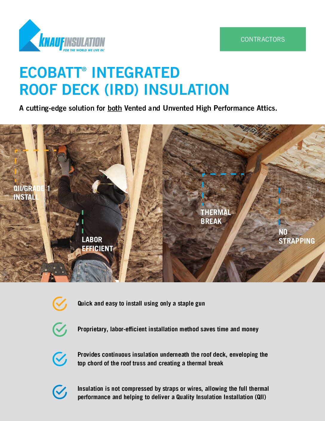Knauf EcoBatt® Integrated Roof Deck Insulation Brochure - Document Screen Grab